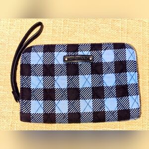 Vera Bradley Cell Phone Wallet Wristlet Alpine Check Retired Print Blue Black